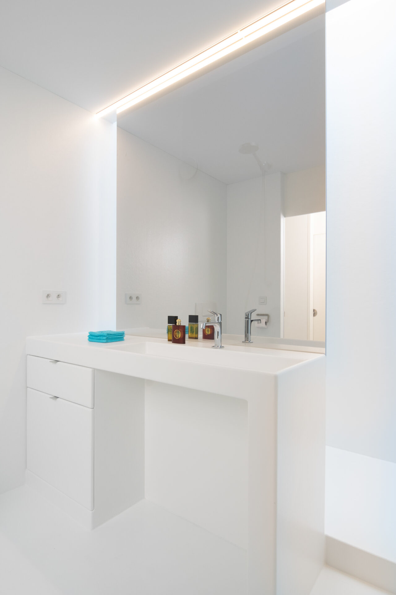 Kleine Voegloze Badkamer praktisch ingericht in Roeselare (Polycoat RAL 9003)