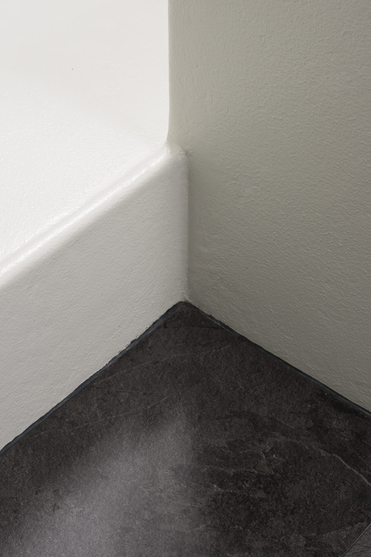 Naadloze Polycoat afwerking RAL 9010 in natte zone op zolder te Zandvoorde